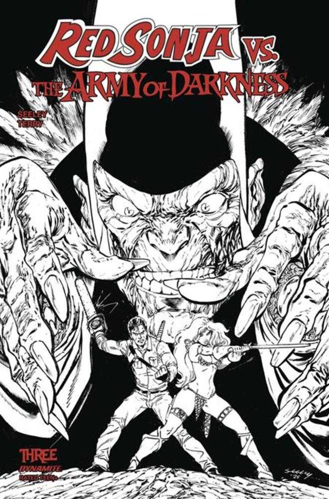 Red Sonja vs The Army Of Darkness #3 Cover G 1 in 10 Tim Seeley Line Art Variant