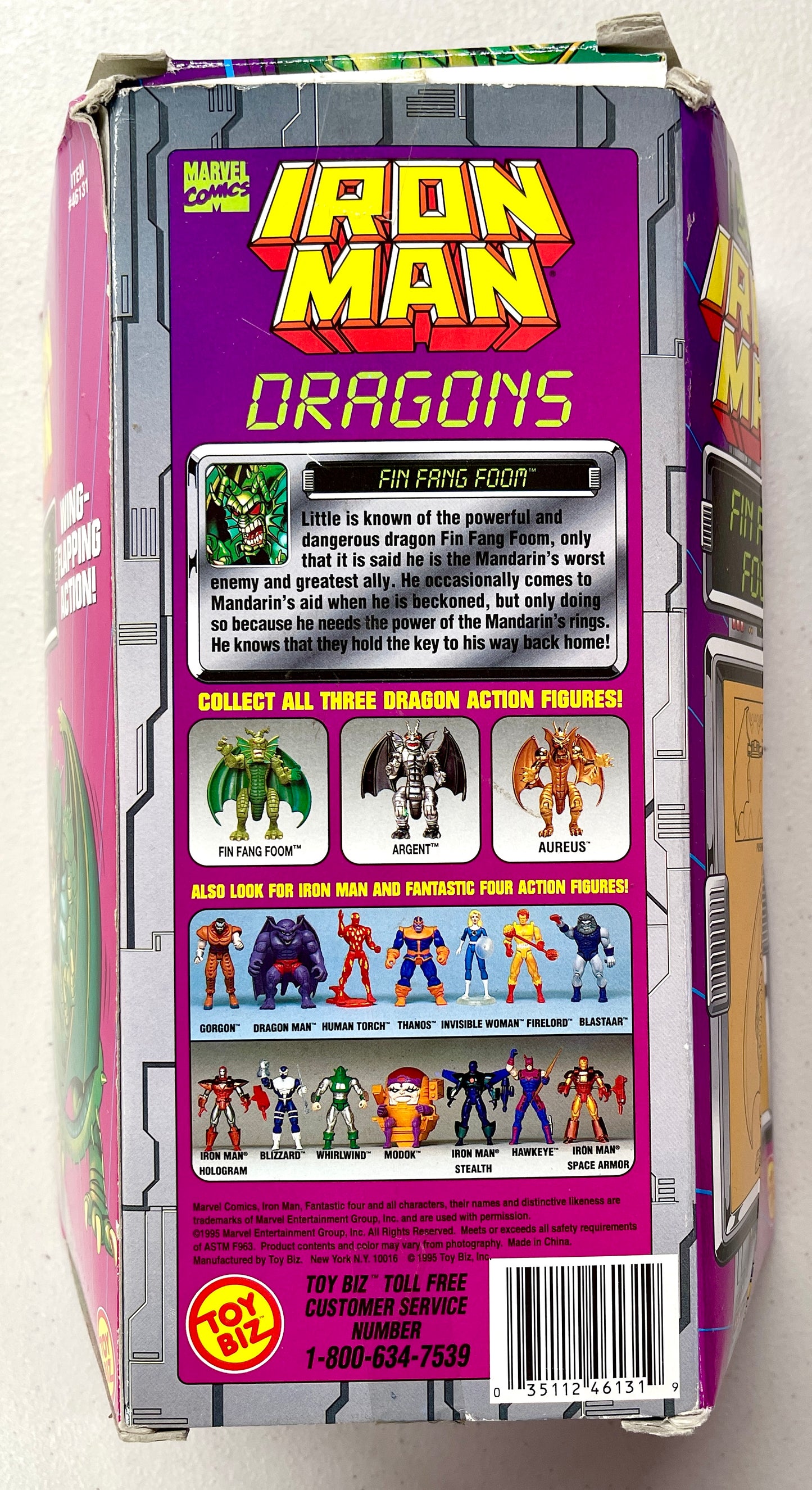 Toy Biz 1995 Iron Man Dragons – Fin Fang Foom 8″ Action Figure (Wing-Flapping Feature)