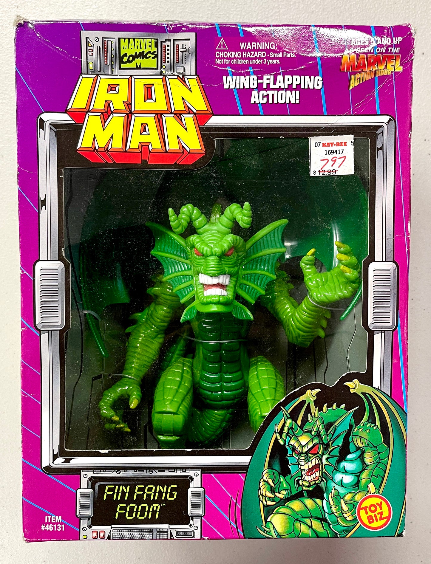 Toy Biz 1995 Iron Man Dragons – Fin Fang Foom 8″ Action Figure (Wing-Flapping Feature)